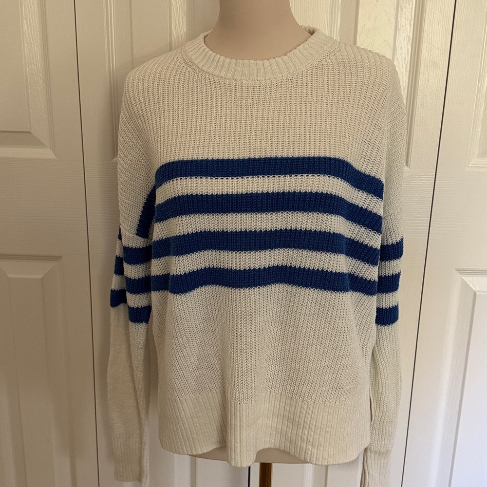 Faherty Miramar Stripe Linen & Organic Cotton Sweater Medium - Picture 5 of 10